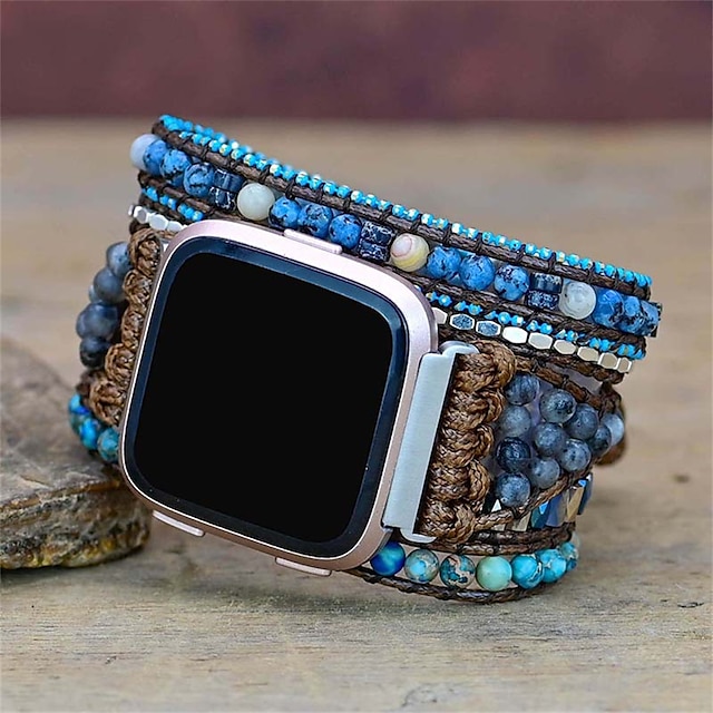  Cinturino intelligente Compatibile con Fitbit Versa 3 / Sense Versa / Versa 2 / Versa Lite / Versa SE Tessuto Con perline Orologio intelligente Cinghia Fatto a Mano Multistrato Regolabili Corda