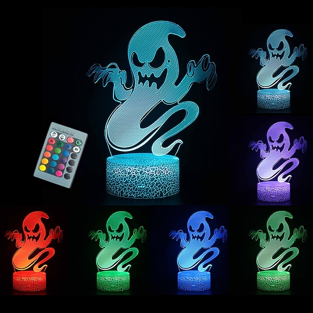 Halloween Skull Lights Decoration 3D Illusion Night Light LED Lamp ...