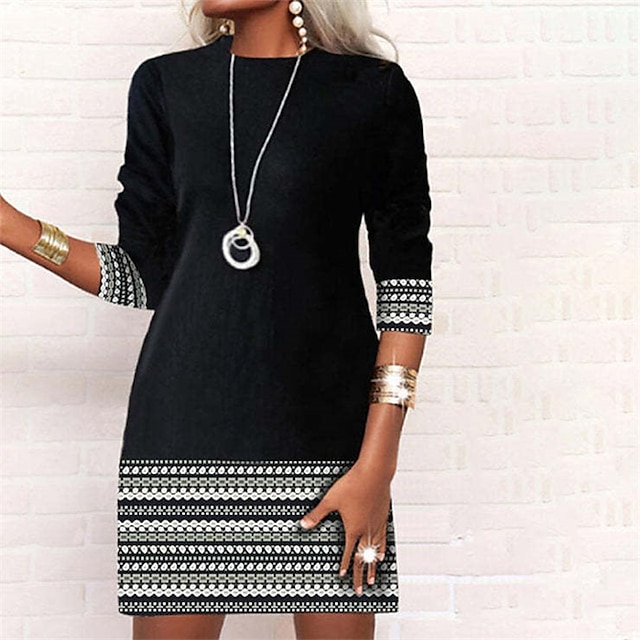  Pentru femei Rochie Mini Rochie hanorac Rochie casual Rochie de iarnă Rochie Corset Modă De Bază În aer liber Petrecere Stradă Fit regulat Geometric Dungi Manșon Lung Stil Nautic Negru Alb Roșu Vin