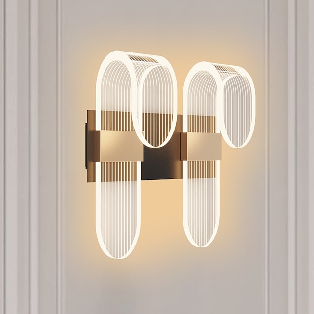  Ensemble d'appliques murales modernes en acrylique de 2 pièces comprenant une applique murale décorative à tête simple ou à double tête Type de suspension murale à température réglable à 3 couleurs