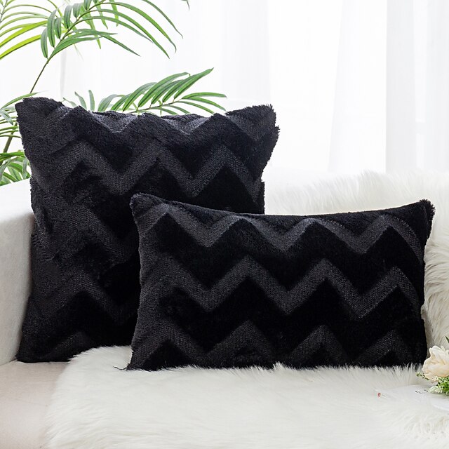 MOROCCAN-STYLE CHAIN LINK BLACK CHENILLE WOVEN 18" 45CM CUSHION COVER 