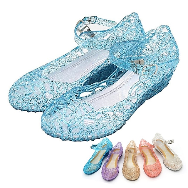  Frozen Princesa Cinderela Elsa Baile de Máscara Sapatos de Gelatina Para Meninas Cosplay filme Vintage Moda Roupa de rua Branco Vermelho Azul Dia Das Bruxas Carnaval Baile de Máscaras Sapatos