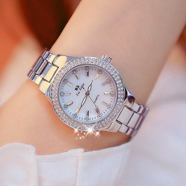 ladies diamond dress watches Quartz Wrist Gift for women Gold Crystal Watches Analog Quartz Luxury Stainless Steel Silver Clock 2026 winter party outfits