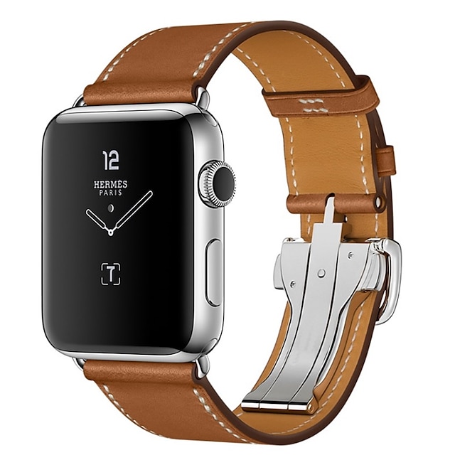  Συμβατό με Ζάντα ρολογιού Apple Watch 38mm 40mm 41mm 42mm 44mm 45mm 49mm Πολυτέλεια Ρυθμιζόμενο Πόρπη από ανοξείδωτο ατσάλι Γνήσιο δέρμα Ανταλλακτικό λουράκι ρολογιού για iwatch Series Ultra 8 7 6 5