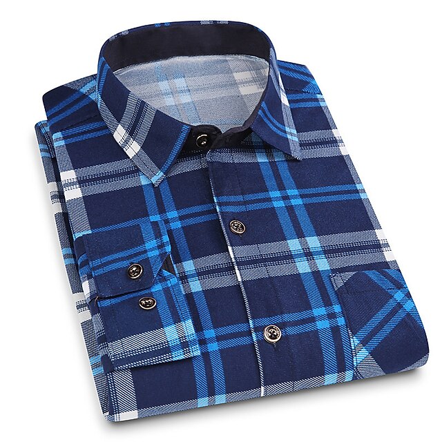 Men's Dress Shirt Button Up Shirt Plaid Shirt Collared Shirt Turndown