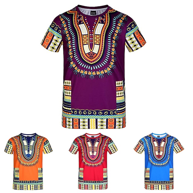  Modern African Outfits Graphic Print T-shirt For Men's Adults Party Festival