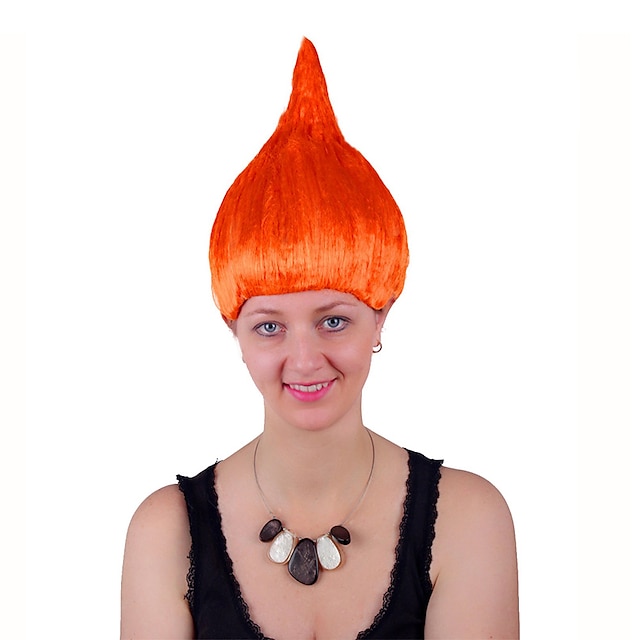  parrucca sintetica del partito del papavero parrucca del troll della principessa scintillio del costume cosplay di halloween parrucca stravagante dei capelli del troll della fiamma adatta alle donne