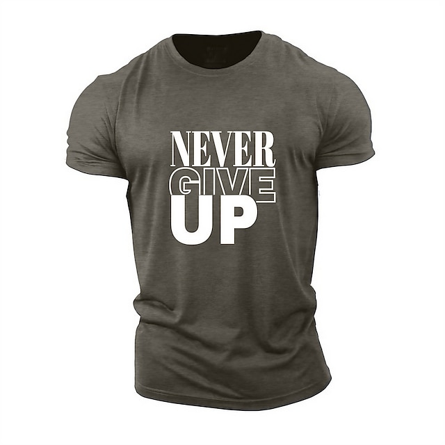 Men's T shirt Tee Casual Style Classic Style Cool Shirt Letter Crew Neck Print Outdoor Street Short Sleeve Print Clothing Apparel Sports Designer Never Give Up Summer Grey