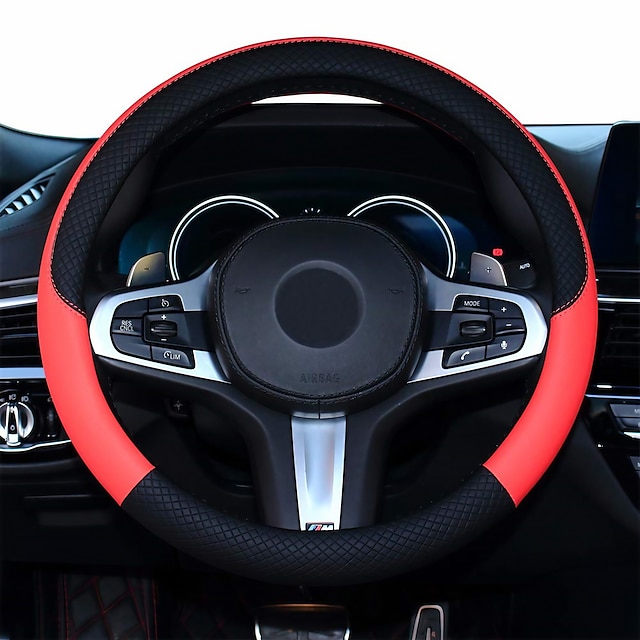  StarFire 38cm Car Steering Wheel Cover Leather Universal 15 Inch Fit Anti-Slip & Odor-Free
