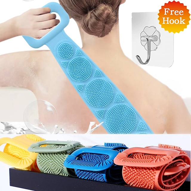  Magic Silicone Brushes with Self Adhesive Hook Bath Towels Rubbing Back Mud Peeling Body Massage Shower Extended Scrubber Skin Clean Brushes Bathroom