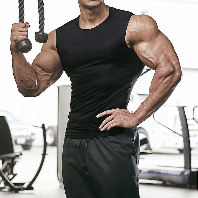  Hombre Camiseta sin mangas Running Top de ejercicio Sin Mangas Capa base Deportivo Licra Transpirable Dispersor de humedad Suave Entrenamiento de gimnasio Corriendo Entrenamiento activo Ropa de