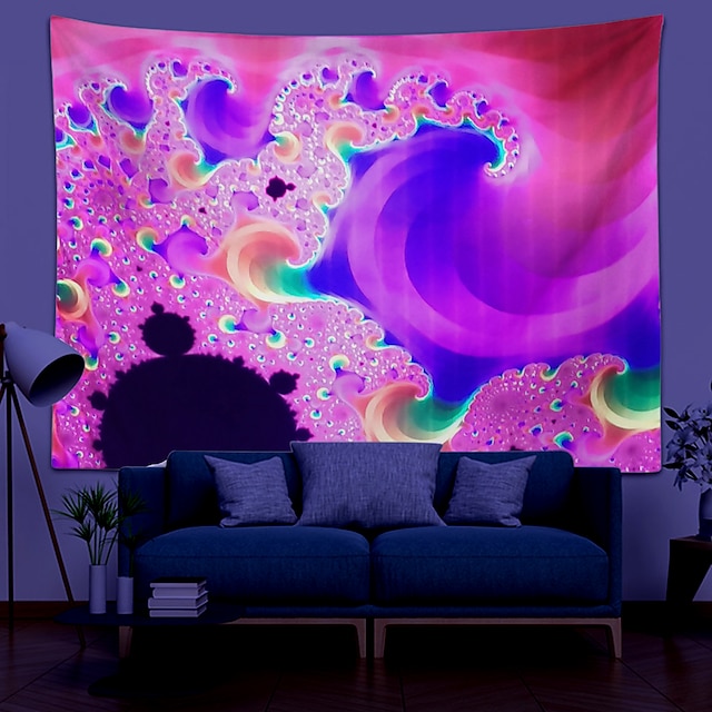  UV-reaktiver Schwarzlicht-Wandteppich, trippiger psychedelischer Dekorationsstoff zum Aufhängen