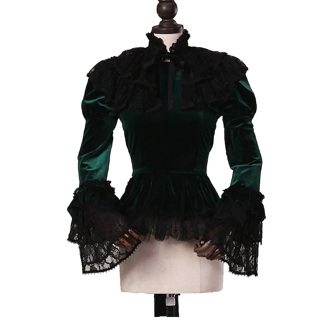 Rokoko Victoriansk Ballkjole Vintage kjole Bluse / Skjorte Maskerade Store størrelser Dame Maskerade Karneval Fest Halloween Bluser