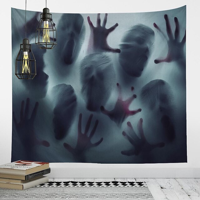 halloween fest veggteppe kunst dekor teppe gardin hengende hjem soverom dekorasjon polyester spøkelse skrekk skygge halloween dekorasjoner
