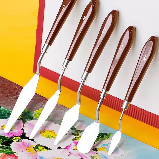  5 bucăți cuțite pentru pictura spatulă din oțel inoxidabil cuțit pentru paletă accesorii pentru pictura în ulei set de amestecare a culorilor pentru pânză în ulei pictură acrilică-lightwish