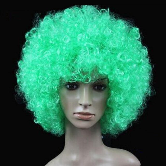 Carnival Wigs Plus Size Yaki Afro Curly Bob Wig Medium Length Brown