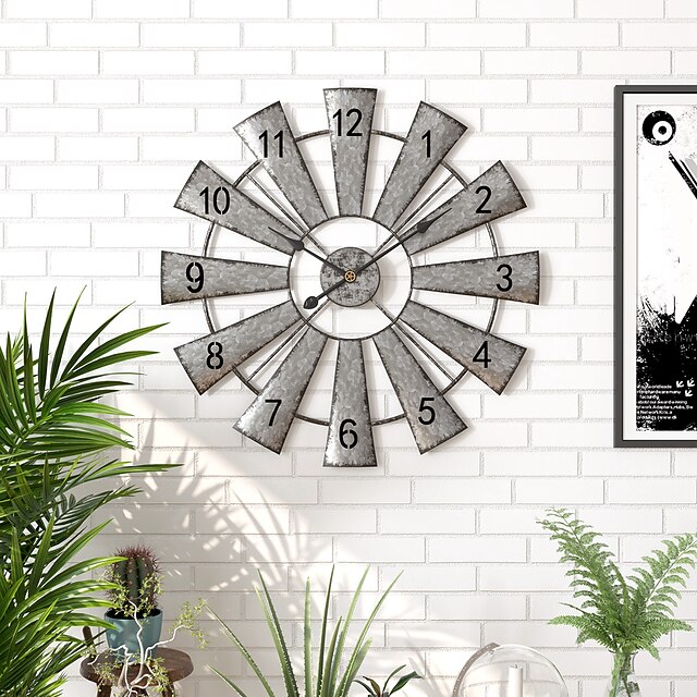  Modern Contemporary / DIY Metalic Round Classic Theme Indoor AA Batteries Powered Decoration Wall Clock Yes Specification No
