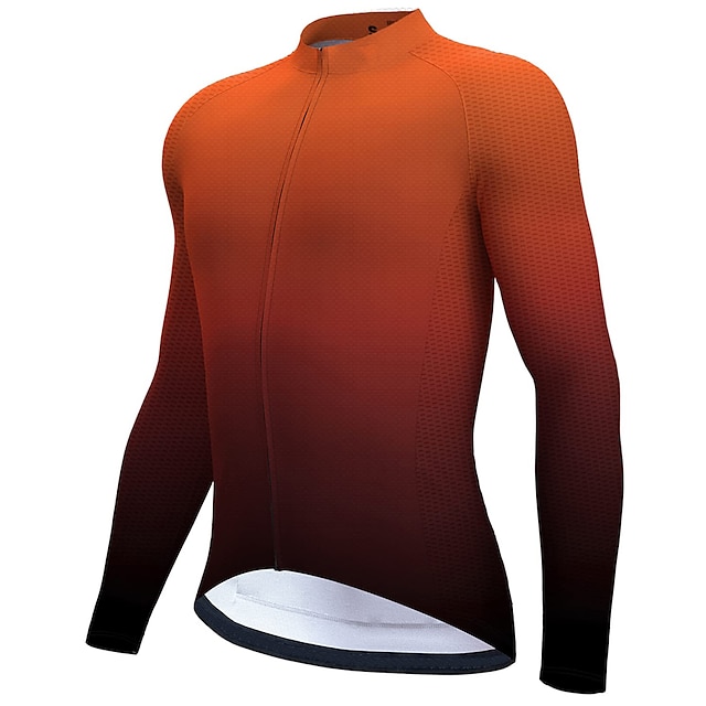 21Grams Men's Cycling Jersey Long Sleeve Bike Top with 3 Rear Pockets Mountain Bike MTB Road Bike Cycling Breathable Quick Dry Moisture Wicking Reflective Strips Orange Red Blue Gradient Polyester