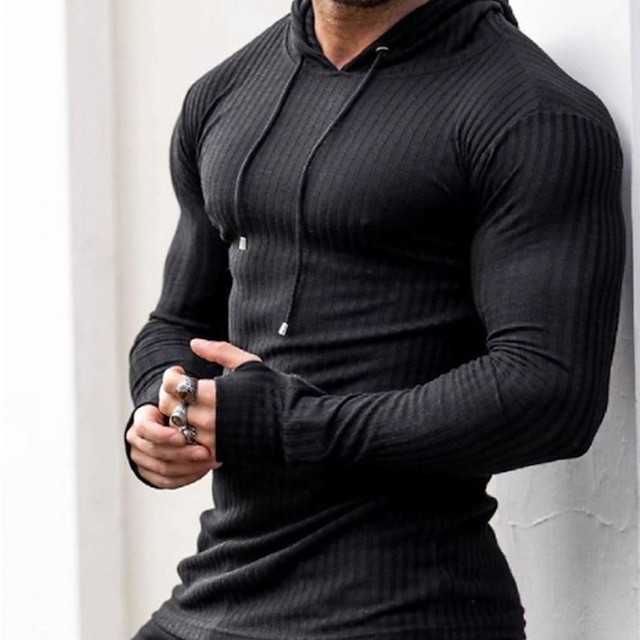  Homens Moletom Preto Azul Roxo Camelo Com Capuz Côr Sólida Cordões Desportos e Ar livre Streetwear Legal Casual Grande e Alto Inverno Outono Roupa Moletons Moletons Manga Longa