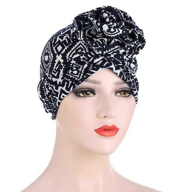  Padrão xadrez étnico estampa de caju grande flor lenço de cabeça gorro mulheres turbante chapéu turbante femme muçulmano chapéu índia chapéu islâmico envoltório de cabeça turbante