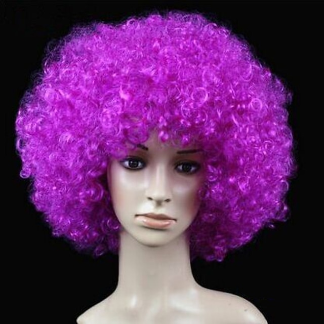 Carnival Wigs Plus Size Yaki Afro Curly Bob Wig Medium Length Brown