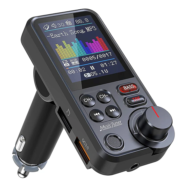 BT93 Wireless Car Bluetooth FM Transmitter Aux Supports QC3.0 Charging Treble And Bass Sound Music Player Handsfree Bluetooth Car Kit Fast Charger2