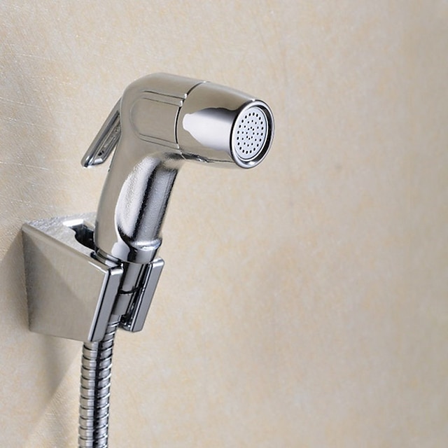  robinet de bidet multifonction avec support chrome toilette pulvérisateur de bidet à main autonettoyant contemporain argenté