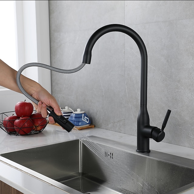  Kitchen faucet - Single Handle One Hole Nickel Brushed / Electroplated / Painted Finishes Pull-out / Pull-down / Standard Spout / Tall / High Arc Centerset Modern Contemporary Kitchen Taps