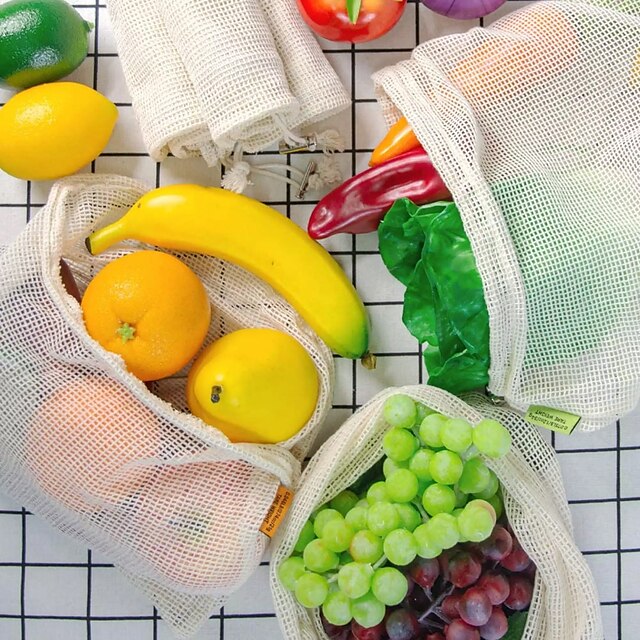  Cotton mesh bag front plus cotton label supermarket shopping fruit and vegetable mesh bag mesh bundle pocket