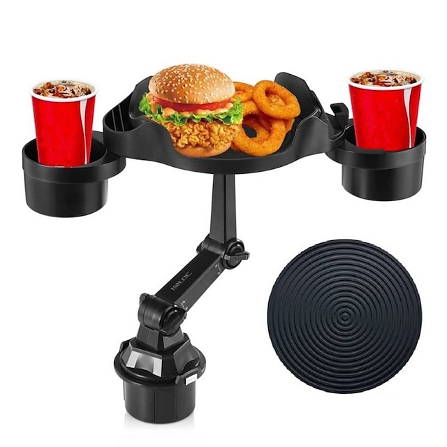  Cup Holder Expander for Car 360 Degrees Rotate Adjustable 6.3 inches Surface Car Tray Table and Drink Holders with 3 Coaster Car Cup Holder Tray Apply to All Auto Models