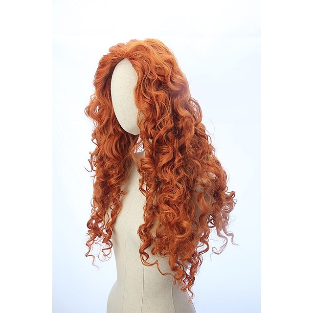  lung roșu cupru ondulat inspirat merida peruci curajoase rezistent la căldură păr sintetic perucă cosplay
