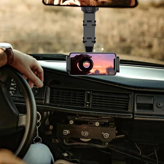 Rearview Mirror Phone Holder Universal 360 Degrees Rotating Car Phone