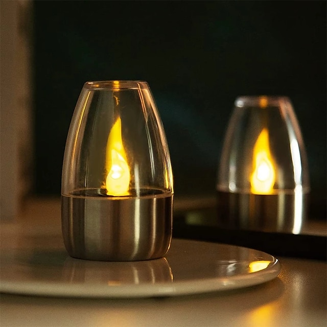  10pcs Solar Flameless Candles LED Tea Lights Candle Night Lamp Christmas Wedding Birthday Party Home Decoration Atmosphere Light