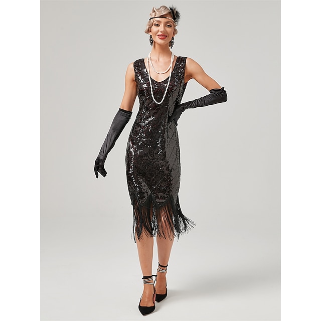 Den store Gatsby charleston Glada talet talet Cocktail klänning Vintage klänning Flapper