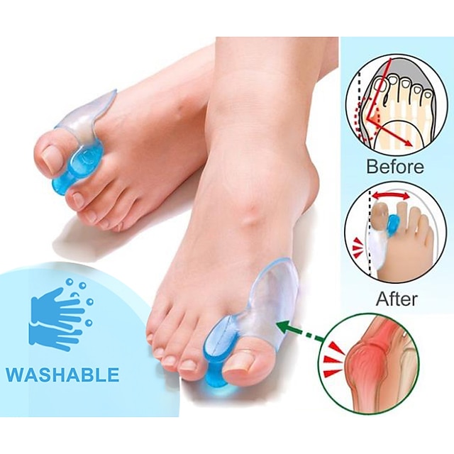  2 Pieces Big Toe Separator Bone Corrector Straightener Silicone Gel Foot Fingers Protector Bunion Adjuster Feet Massager