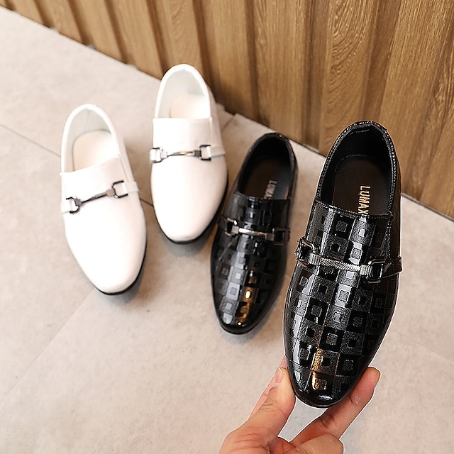  Boys Flats Casual Daily Leather Waterproof Breathability School Shoes Big Kids(7years +) Little Kids(4-7ys) Daily Prom Outdoor Indoor Metal Chain White Black Fall Winter
