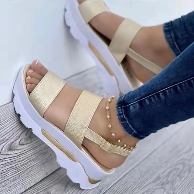  sandales à plateforme blanches pour femmes avec brides réglables - chaussures d'été à semelle épaisse et à bout ouvert