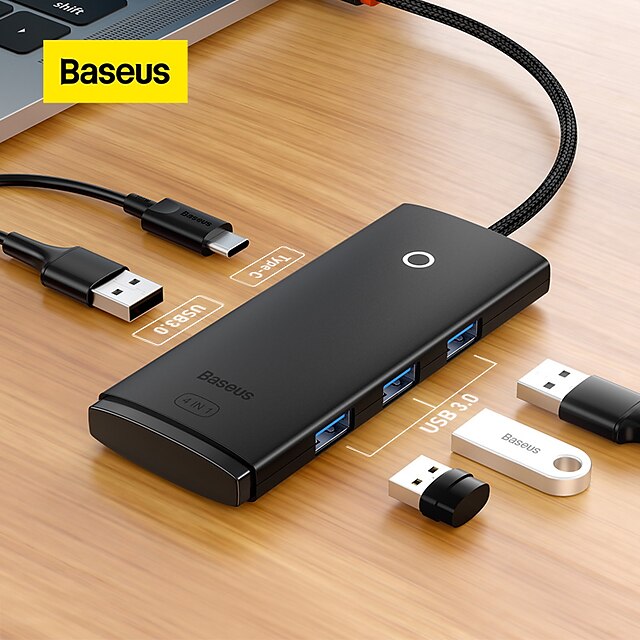  BASEUS USB 3.0 Hubs 4 Havne 4-I-1 Højhastighed USB-hub med USB 3.0 USB C USB3.0*4 5V / 3A Strøm levering Til Bærbar PC Tablet