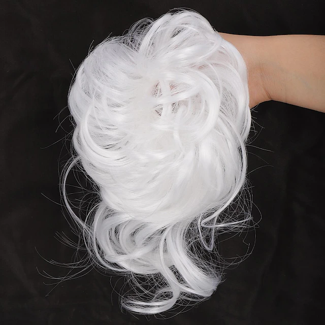 synthetic bun wig messy long beard hair ring elastic hair bag wig ring ...