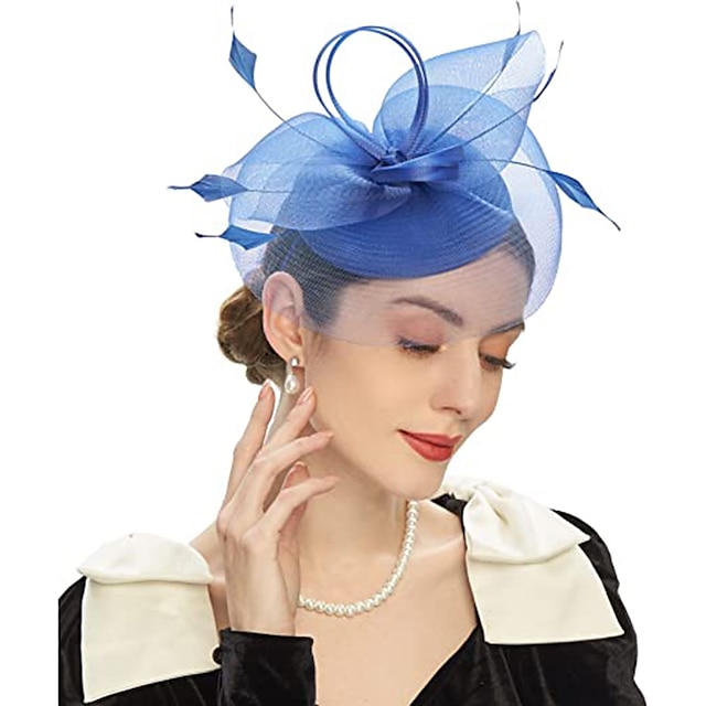  fascinators Piume Cappello Portapillole Matrimonio Kentucky Derby Coppa di Melbourne cocktail Astco reale Fiore Elegante Con Colore Puro Copricapo Copricapo
