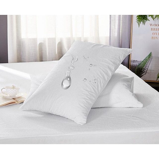 1 Pack Cotton Terry Waterproof Body Pillow Protector Pillowcase Cover  White Absorbent Pillow Encasement Washable Long Life Soft Breathable