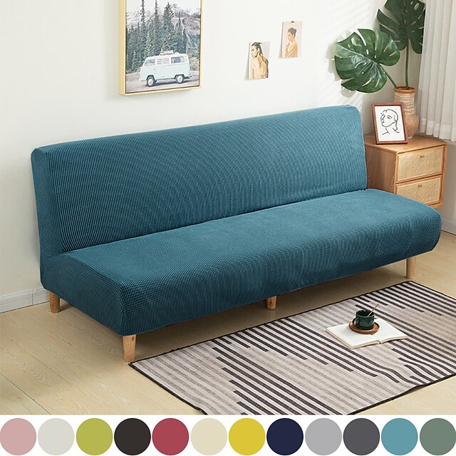 Stretch Futon Sofa Cover Green Slipcover Elastic Couch White Grey Plain  Armless Sofa Furniture Protector Solid Soft Durable Washable 8672040 2022 –  $64.36