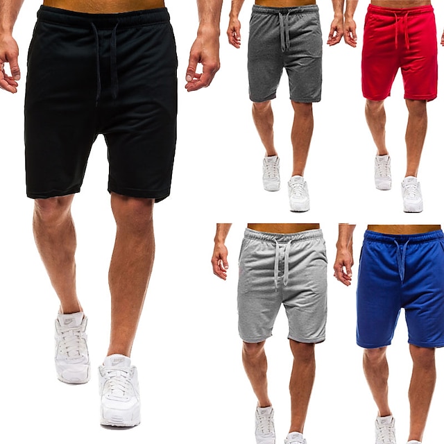 Men‘s Summer Elastic Waist Casual Shorts Sports Pants Solid Color with ...