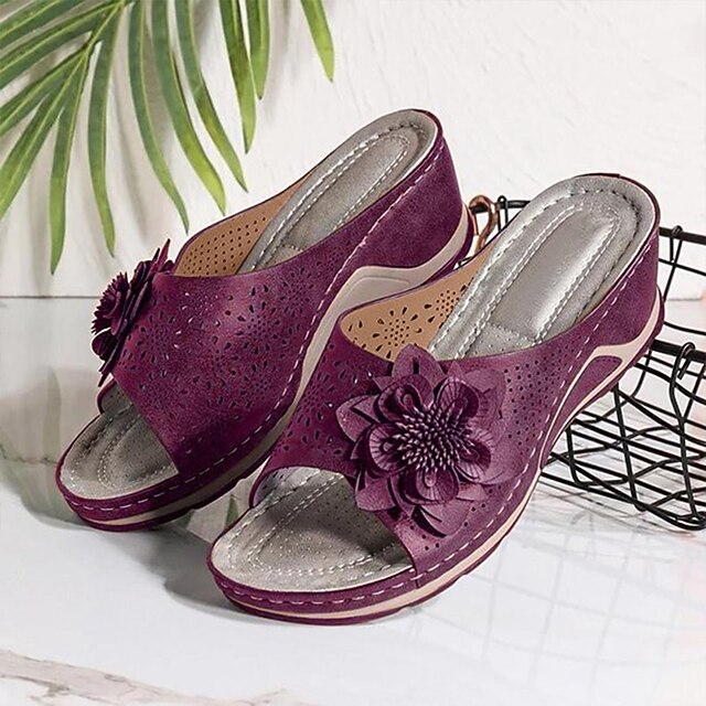 Women's Sandals Slip-Ons Wedge Heels Plus Size Outdoor Daily Summer Flower Wedge main image 1