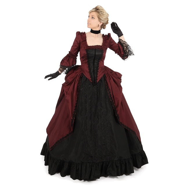  Rococo Victorian Ball Gown Vintage Dress Party Costume Masquerade Prom Dress Women's Costume Vintage Cosplay Party Halloween Carnival Long Sleeve Dress Masquerade
