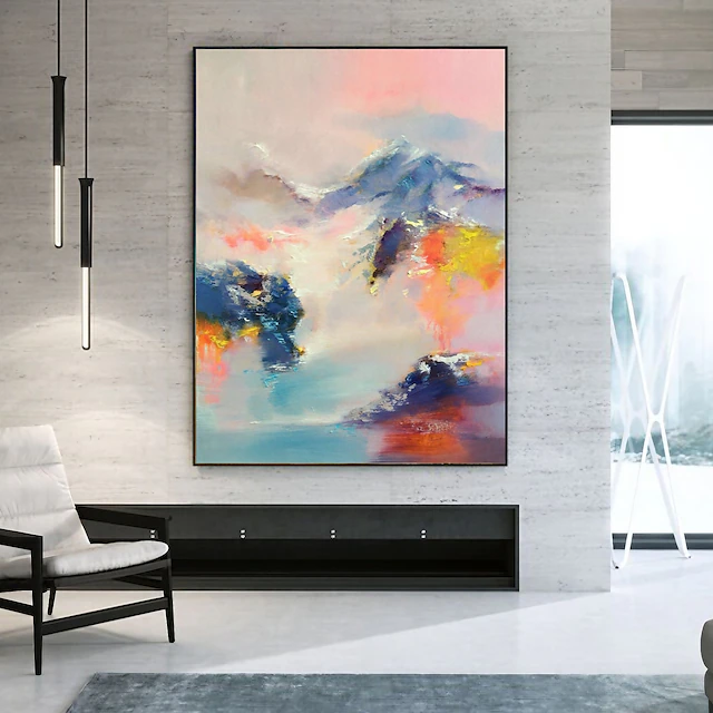 Handmade Oil Painting Canvas Wall Art Decorative Abstract Knife Painting Landscape Yellow For Home Decor Rolled Frameless Unstretched Painting 9