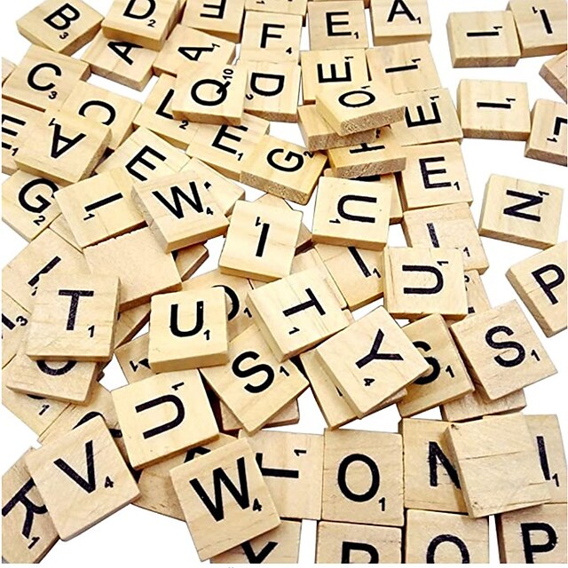  blocco 26 lettere inglesi riconoscimento parole fai da te chip di legno 100 pezzi/confezione