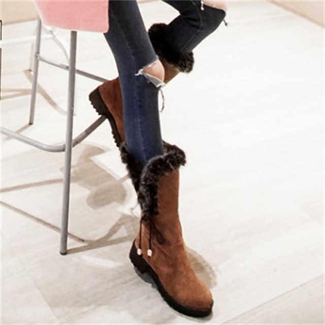 Women's Black Faux Fur Trimmed Winter Boots - Warm And Stylish, Lace-Up ...