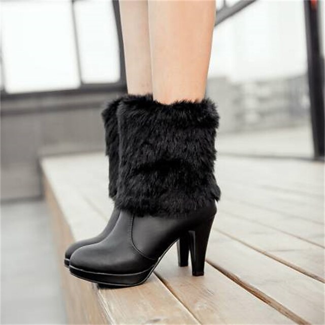 Women's Boots Valentines Gifts Heel Boots Party Color Block Fleece