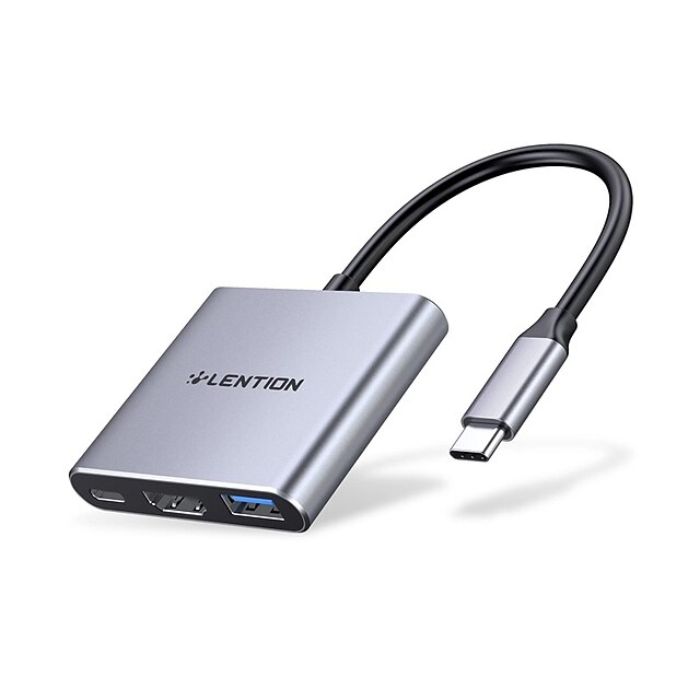  LENTION 3-in-1 USB C Hub with 100W Type C Power Delivery USB 3.0 & 4K HDMI Adapter Compatible with 2022-2016 MacBook Pro New Mac Air/Surface More Stable Driver Certified (CB-C14 Space)